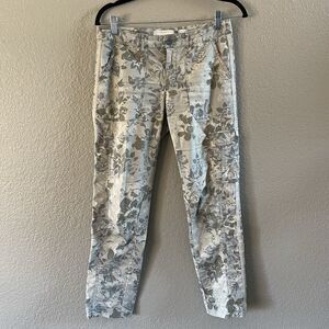 ANTHROPOLOGIE HEI HEI Cargo Wanderer Pants Womens 0 Grey Green Floral Boho